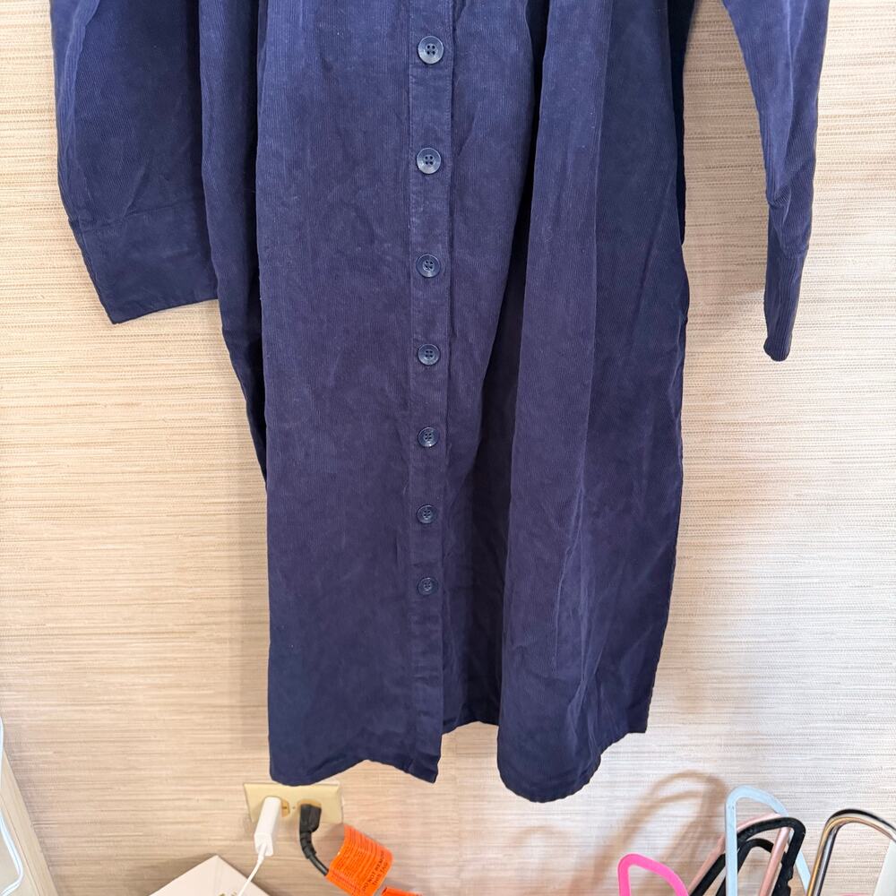 The Vermont Country Store Pintuck Cotton Corduroy Dress Navy XLP NWT - Picture 3 of 7